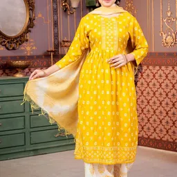 BAESD Girls Floral Printed Regular Kurta with Palazzos & With Dupatta-picture-12