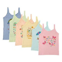 Dowin Girls Pack Of 6 Printed Cotton Camisoles-picture-16