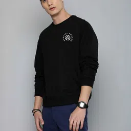 Moda Rapido Men Black Solid Printed Long sleeve oversize Fit sweatshirt-image-72