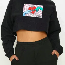 StyleCast x Revolte Women Printed Crop Sweatshirt-picture-13