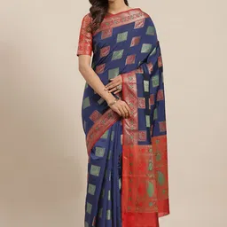 KIMISHA Woven Design Zari Silk Blend Banarasi Saree-picture-36