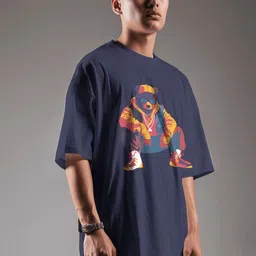 SENO TEX Men Solid Round Neck Cotton Oversized T-shirt-picture-37