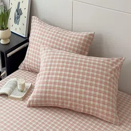JC HOME Pink & White Striped Pure Cotton 220 TC Single Bedsheet Set 1.6 m x 2.30 m image 5