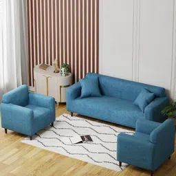 Lukzer Blue 22 Pieces Self Design Sofa Cover With Cushion Covers & Anti slip Foam Sticks image 2