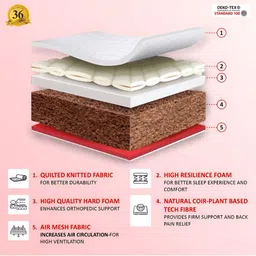 COIRFIT White & Maroon Quilted Coir Orthopedic Queen Size Mattress image 3