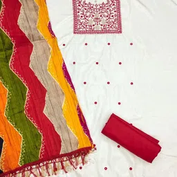 KALINI Floral Embroidered Unstitched Dress Material image 4