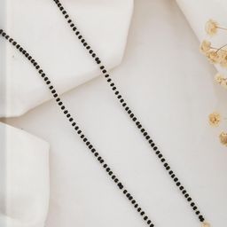 peprika American Diamond Short Mangalsutra for Women | 18 Inch Black Beaded Chain | Wedding, Party & Traditional Wear-picture-48