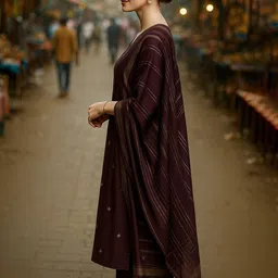 Lookmark Women Floral Embroidered Regular Kurta with Trousers & Dupatta image 3