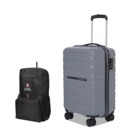 SWISS MILITARY Set Of 2 Rhombus Textured Hard-Sided Cabin Luggage Trolley Bag & Backpack-picture-39