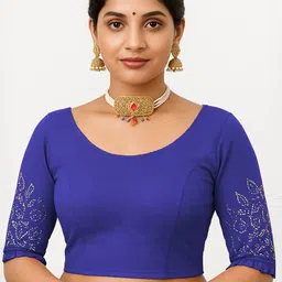 PU FASHION Women Readymade Strechable Stone Work Design Saree Blouse-picture-24