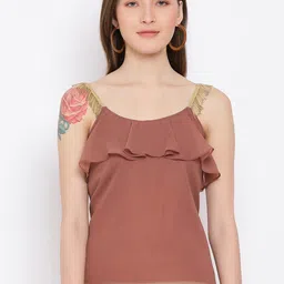 OTIRA Women Solid Georgette Regular Top-image-6