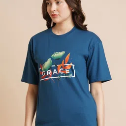 ANJIR Women Typography Printed Applique T-shirt image 3