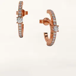 Whitehathi Rose Gold-Plated Sterling Silver Contemporary Zircon Studded Half Hoop Earrings-picture-58