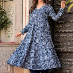 KALINI Women Ethnic Motifs Printed Angrakha Kurta with Trousers-picture-13