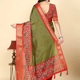 SSHAGUN LIFESTYLE Ethnic Motifs Zari Woven Design Bandhani Sarees image 4