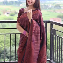 Kedar Fab Ethnic Motifs Woven Design Zari Detail Saree-picture-21