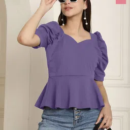 Metronaut Women Pack Of 2 Puff Sleeve Peplum Top-picture-17
