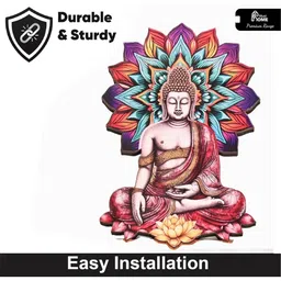 MustHome Blue & Pink Buddha Wooden Key Holder image 4