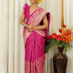 Subham Woven Design Zari Silk Blend Banarasi Saree-picture-18