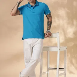 Mast & Harbour Men Solid Polo Collar Pure Cotton T-shirt-picture-40