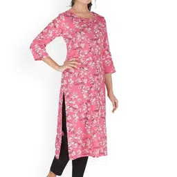 Neelokurti Floral Printed Mirror Work Kurta image 2