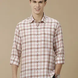 Linen Club Men Contemporary Slim FitOpaque Checked Casual Shirt-picture-40