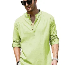 Navkanj Band Collar Roll-Up Sleeves Cotton Straight Short Kurta-picture-36