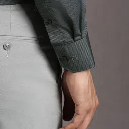 Louis Philippe Men Micro Checked Spread Collar Pure Cotton Formal Shirt image 3