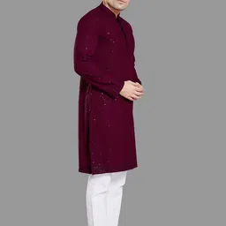 DIVISIVE Men Embellished Mandarin Collar Long Sleeves Thread Work Kurta image 5