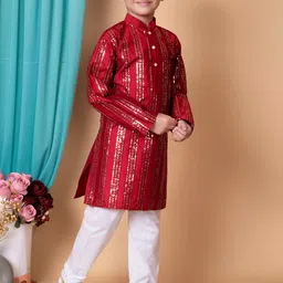 AHLAN APPARELS Boys Striped Kurta with Pyjama image 4