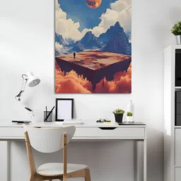 Craftnest creations White & Blue Single Piece Canvas Abstract Wall Paintings image 5