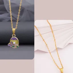 SZN Set Of 2 Gold-Plated Circular Shaped Pendants With Chains-picture-30