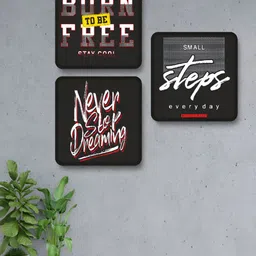 SAF Black & White 3 Piece Wood Abstract Wall Art image 2