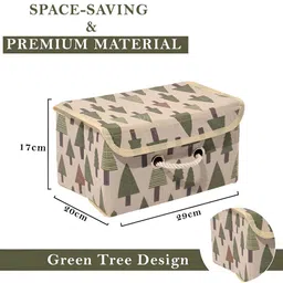 Myntra Elegant Homes Cream-Coloured & Green 3 Pieces Foldable Cotton Drawer Organizer image 4