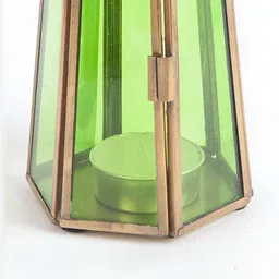 Fabindia Gold-Toned Glass Rectangle Table Lamp image 4