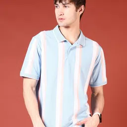 V-Mart Men Striped Polo Collar T-shirt-image-66