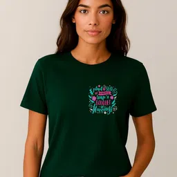 Anikmart Women Typography Printed Round Neck Cotton T-shirt-image-97