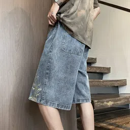 StyleCast x Revolte Men Self Design Mid-Rise Denim Shorts image 5