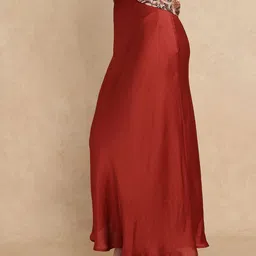 RAREISM Women Ronu B Rust Flared Maxi Skirt image 4