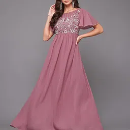 Miss Chase Embellished Flared Sleeve Georgette Maxi Dress-picture-40