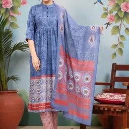 PAMPER YOURSELF Women Ethnic Motifs Printed Empire Kurta with Trousers & With Dupatta-picture-28