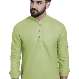 Yugnik Cotton Mandarin Collar Roll-Up Sleeves Straight Kurtas-picture-21