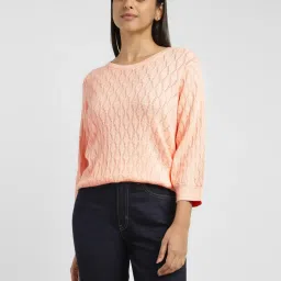 levi's Women's Self Design Peach Crew Neck Sweater-picture-33