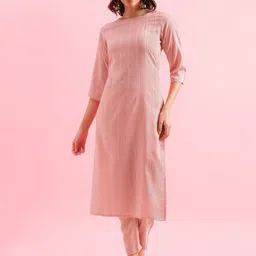 Shaily Women Striped Regular Sequinned Kurta with Trousers-picture-37