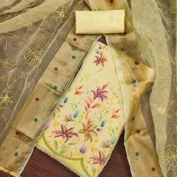 KALINI Embroidered Organza Unstitched Dress Material image 1