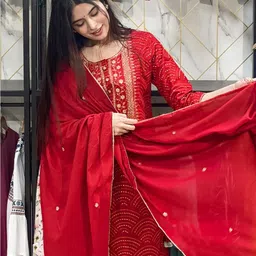 Anni Designer Women Geometric Printed Kurta with Sharara & Dupatta image 3