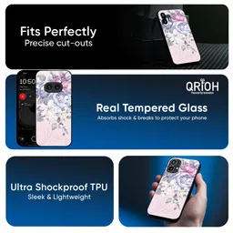 QRIOH Unisex Elegant Floral Glass Nothing Phone 3a Pro Back Case Mobile Accessories image 3