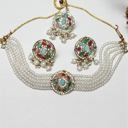Jolly Faces Stone Studded & Beaded Jewellery Set-picture-10
