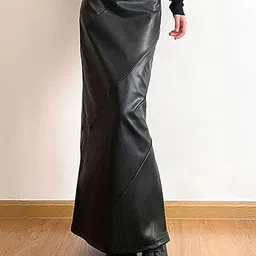 LULU & SKY Straight A-Line Leather Skirts-picture-11
