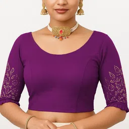 PU FASHION Women Readymade Strechable Stone Work Design Saree Blouse-image-58